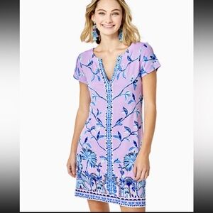 Lilly Pulitzer Sophiletta Shift Dress Purple Iris Slathouse Jungle UPF 50+ Large